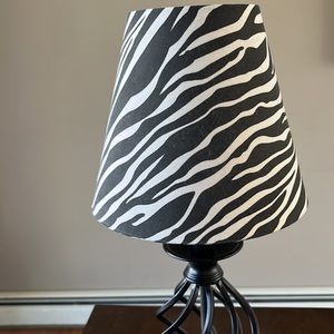 Wrought iron lamps- set of 2. With zebra print lamp shades